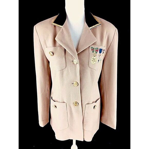 Focus 2000 Jackets & Blazers - Focus 2000 Charles Glueck Womens‎ Coat Sz 10 Wool Cashmere Blend Button Medals